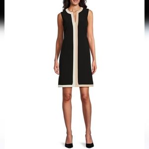 Preston & York Fallon Color Block Split V-Neck Sleeveless Pocketed Shift Dress‎